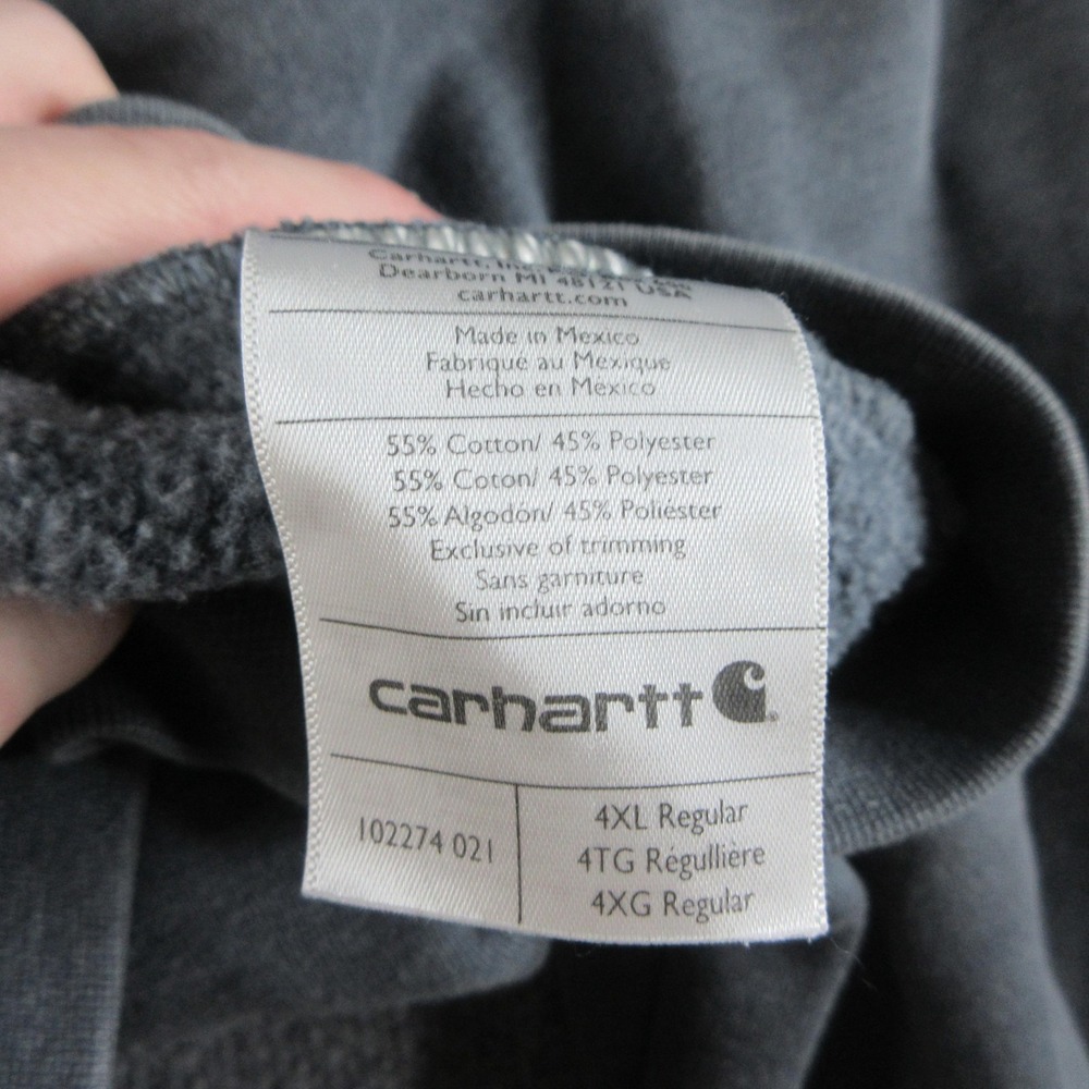 Carhartt Sweatshirt Mens 4XL Gray Full Zip Mock Neck Fleece Workwear 102274 - Picture 7 of 14